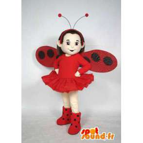 Jente maskot kledd som en marihøne. Ladybug Costume - Maskoter for gutter og jenter - MASFR004551 - SpotSound.fr