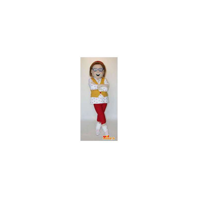 Mascotte vrouw met een bril. Woman Costume - Mascottes Vrouw - MASFR004557 - SpotSound.fr