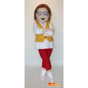 Maskottchen-Frau mit Brille. Frau Kostüm - MASFR004557 - Maskottchen-Frau