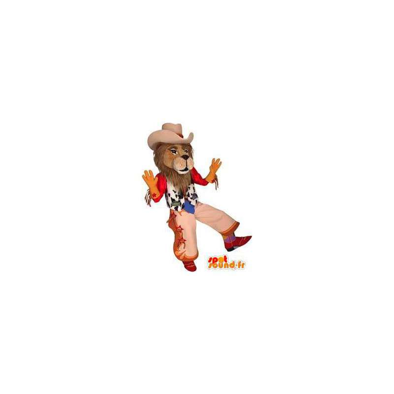 Kledd løve maskot cowboy. Costume Cowboy - Lion maskoter - MASFR004562 - SpotSound.fr