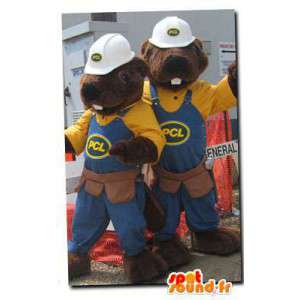 Mascot marmotten houden van werknemers. Pack 2 marmotten - MASFR004568 - Forest Animals