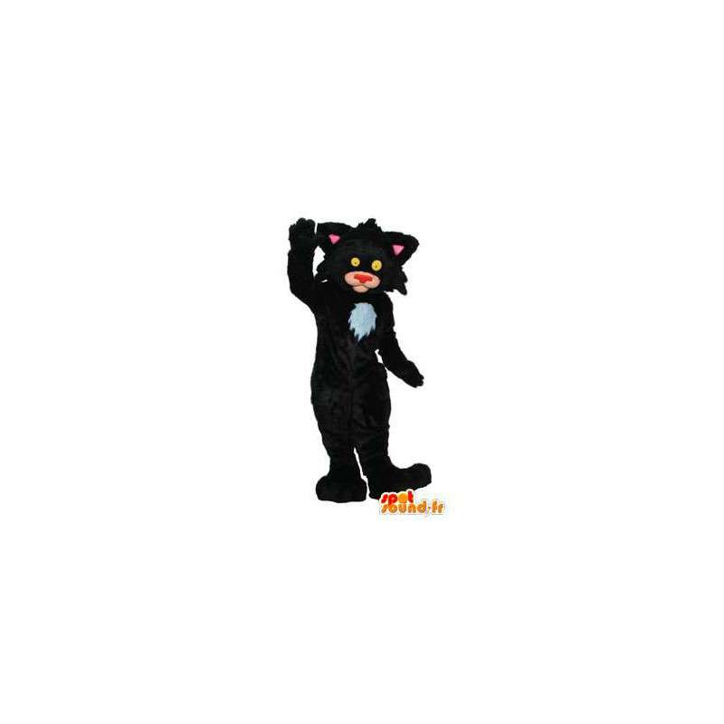 Musta kissa maskotti. kissa perässä - Muokattavat - MASFR004648 - kissa Maskotteja