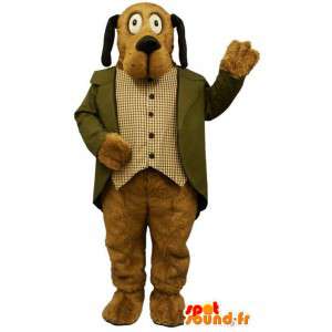 タキシードの茶色の犬のマスコット。犬のコスチューム-MASFR004675-犬のマスコット