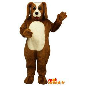 Bruine en witte hond mascotte. hond kostuum teddy - MASFR004676 - Dog Mascottes