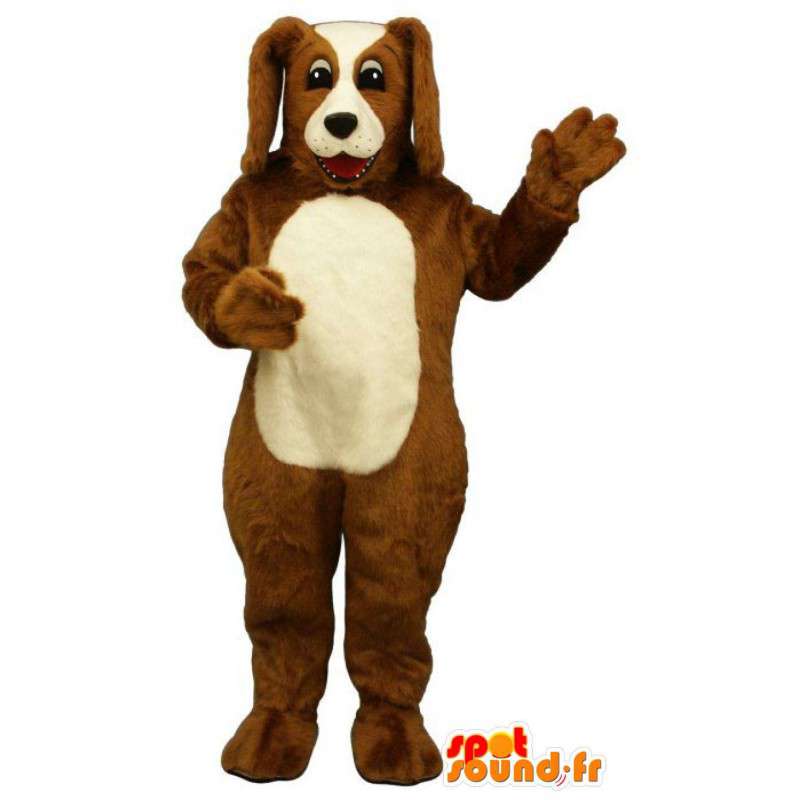 Mascot dog brown and white. Plush dog costume - MASFR004676 - Dog mascots