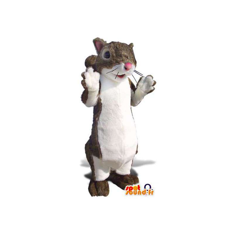 Mascot marrón y ardilla blanco. Traje Squirrel - MASFR004692 - Ardilla de mascotas