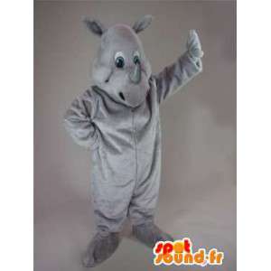 Mascotte de rhinocéros gris. Costume de rhinocéros - MASFR004698 - Animaux de la jungle