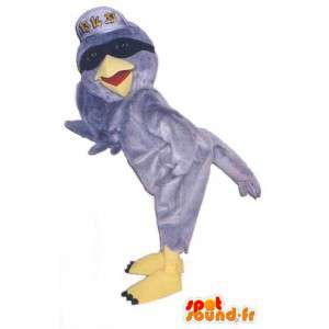 Maskot grå fugl med en cap og briller - MASFR004716 - Mascot fugler