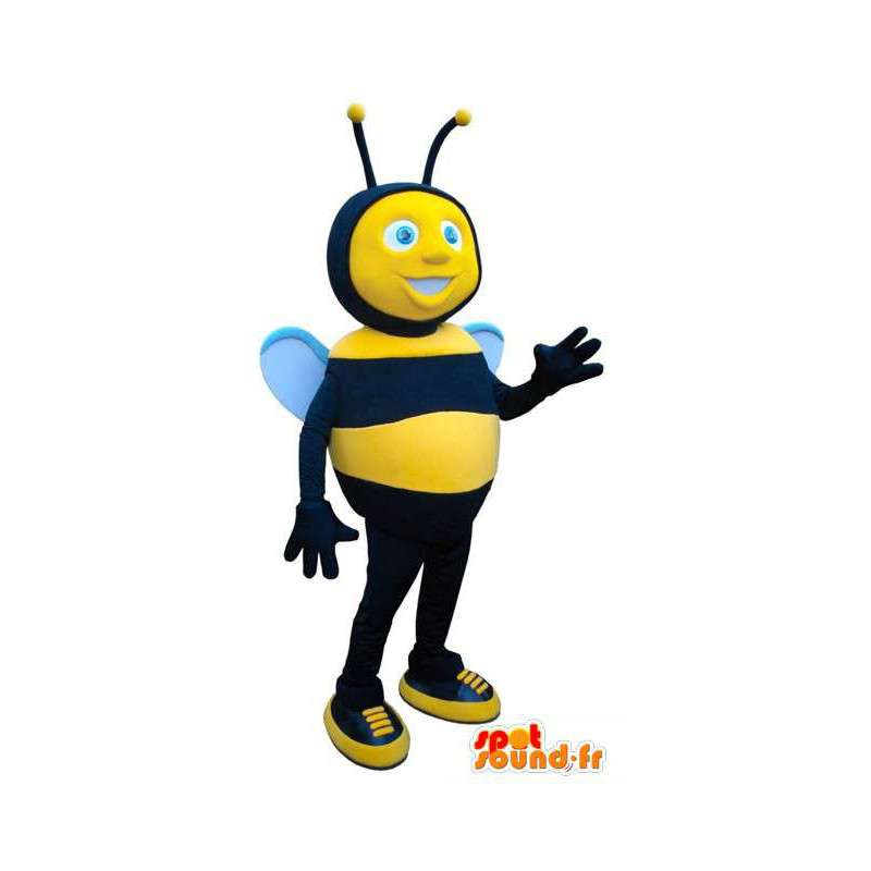 Mascot ape nero e giallo. Bee costume - MASFR004717 - Ape mascotte
