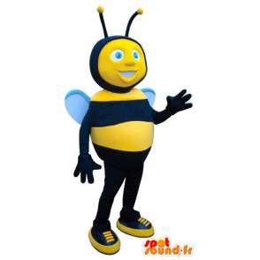 Svart och gul bi maskot. Bi kostym - Spotsound maskot