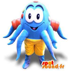 Mascot octopus with red armbands and yellow jersey - MASFR004725 - Mascots of the ocean
