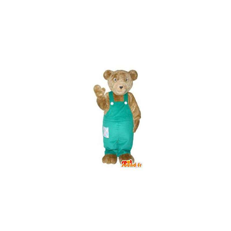 Mascotte de nounours en salopette verte - Personnalisable - MASFR004727 - Mascotte d'ours