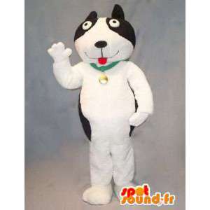 Cane mascotte in bianco e nero. Cane costume - MASFR004731 - Mascotte cane