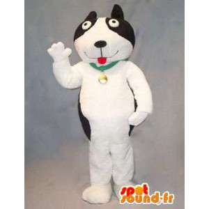 Zwart-witte hond mascotte. Dog Costume - Mascottes van de hond - MASFR004731 - SpotSound.fr