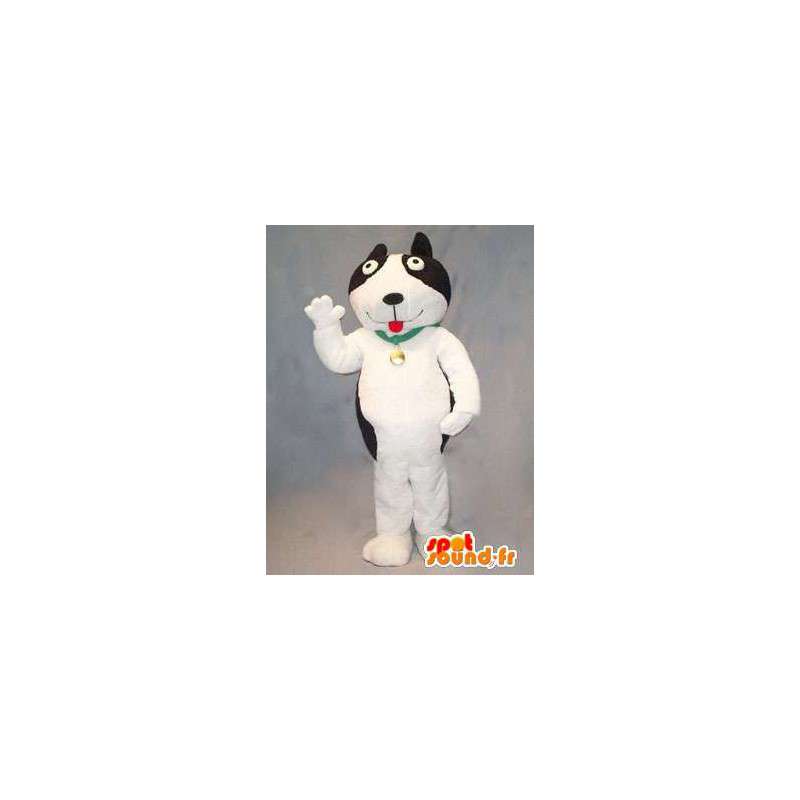 Svart och vit hundmaskot. Hunddräkt - Spotsound maskot