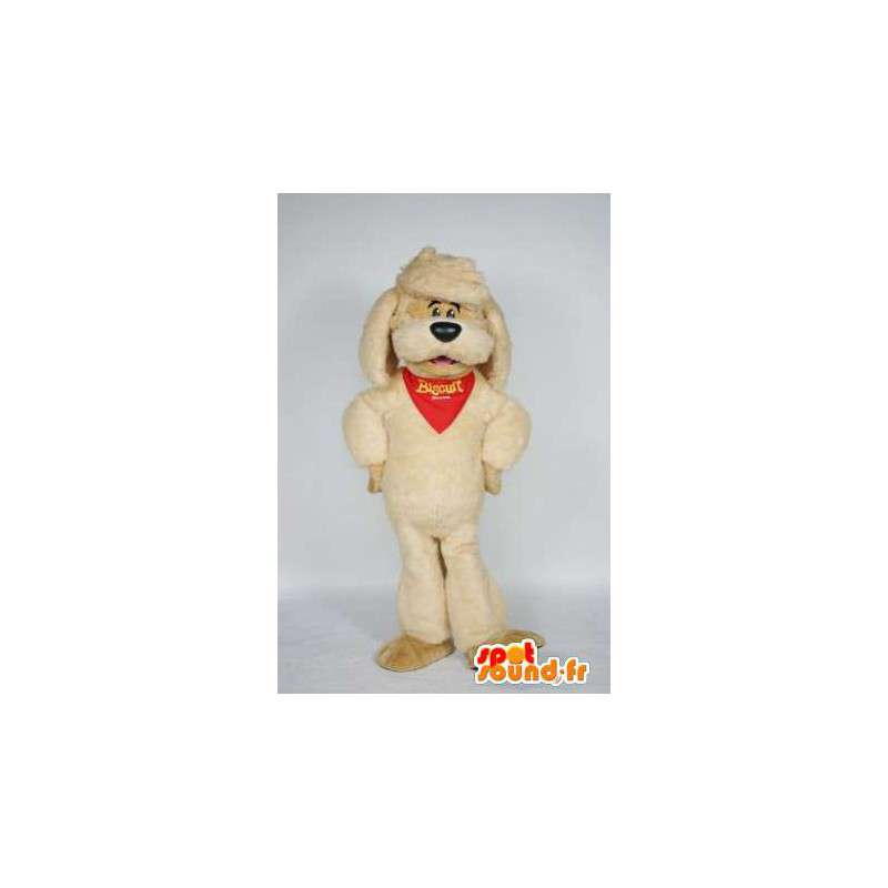 Mascot perro de color beige con un pañuelo y un sombrero - MASFR004738 - Mascotas perro