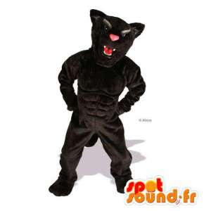 Tiger Mascot cane nero, muscoloso. Tiger costume - MASFR004758 - Mascotte cane