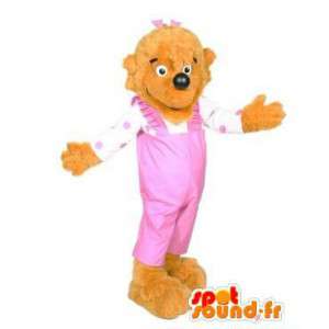 Mascot dog dressed in pink overalls - MASFR004774 - Dog mascots