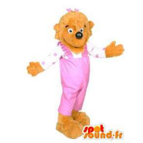 Hond gekleed in roze overall Mascot - MASFR004774 - Dog Mascottes