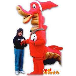 Kæmpe orange drage / dinosaur maskot. Dragon kostume -
