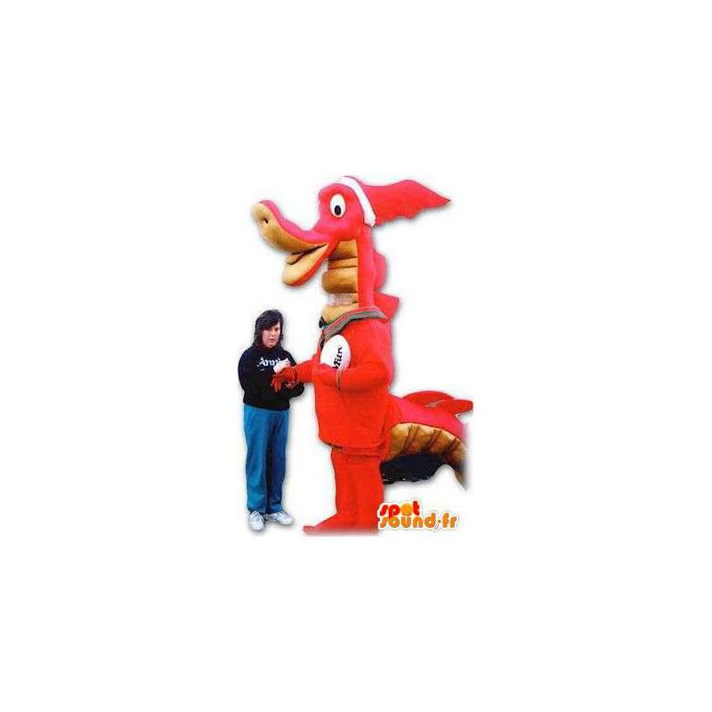 Mascot dragon / dinosaur giant orange. Dragon costume - MASFR004794 - Dragon mascot