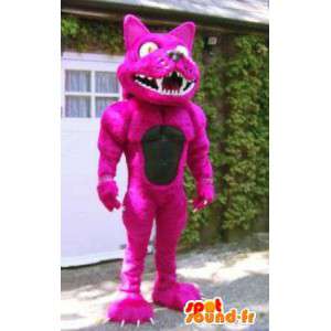 Růžová kočka maskot obří velikosti. cat suit - MASFR004795 - Cat Maskoti