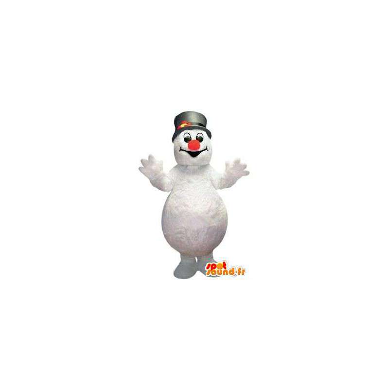 Mascotte de bonhomme de neige blanc avec un chapeau noir - MASFR004802 - Mascottes Homme