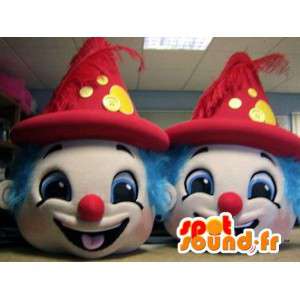 Maskottchen leitet bunten Clown. Packung mit 2 - MASFR004809 - Köpfe der Maskottchen