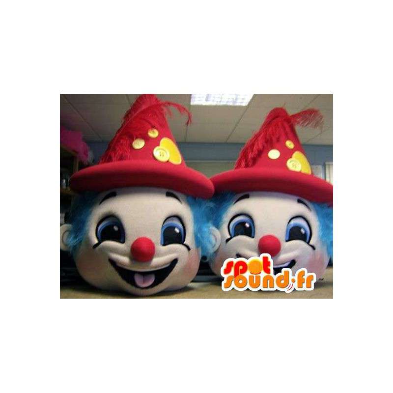 Mascottes de têtes de clown colorées. Pack de 2 - MASFR004809 - Têtes de mascottes