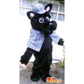 Mascote cão preto vestido de escocês - MASFR004812 - Mascotes cão