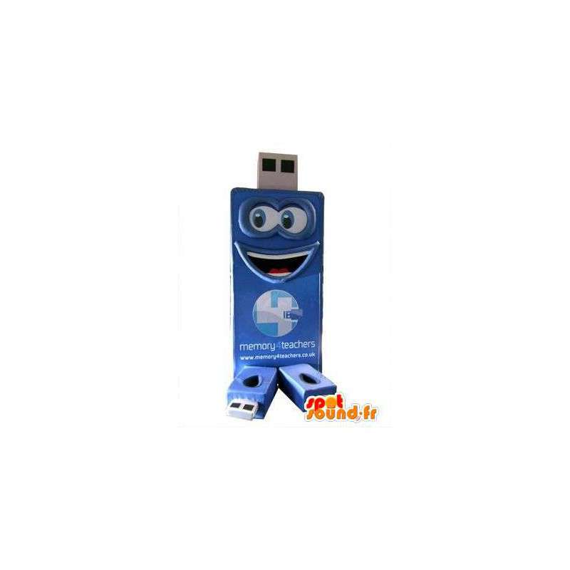 Mascotte en forme de clé USB bleue, géante - MASFR004813 - Mascottes d'objets