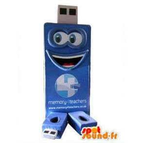 Maskot i form af en blå, kæmpe USB-nøgle - Spotsound maskot