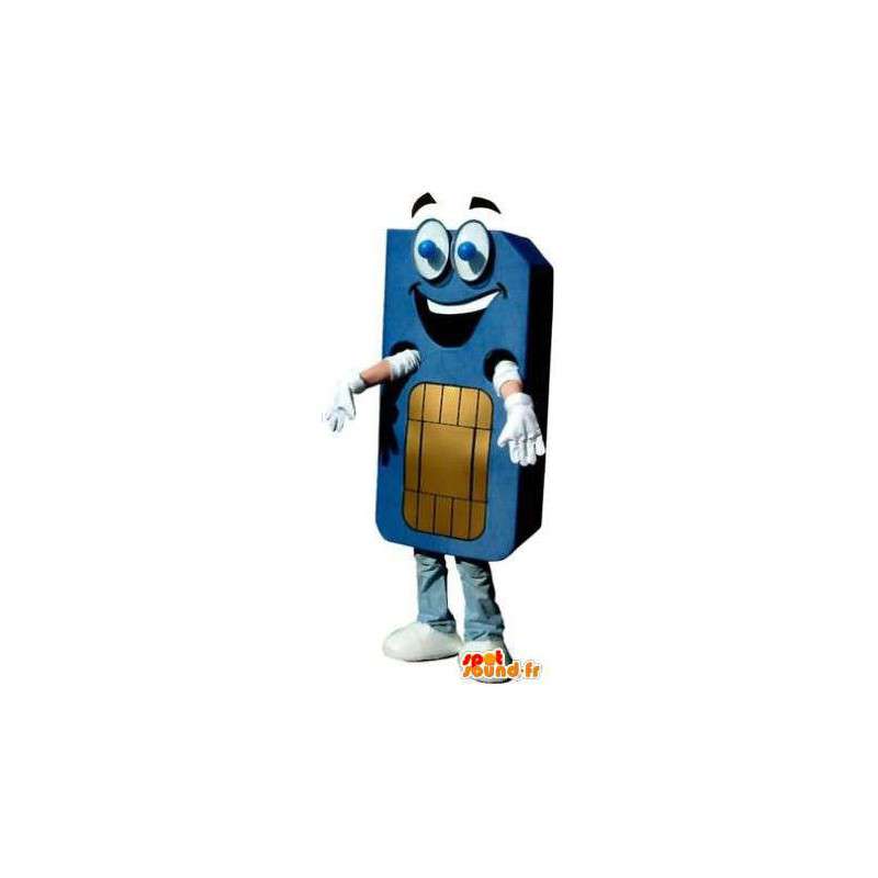 SIM card blue mascot. Costume SIM card - MASFR004825 - Mascottes de téléphone