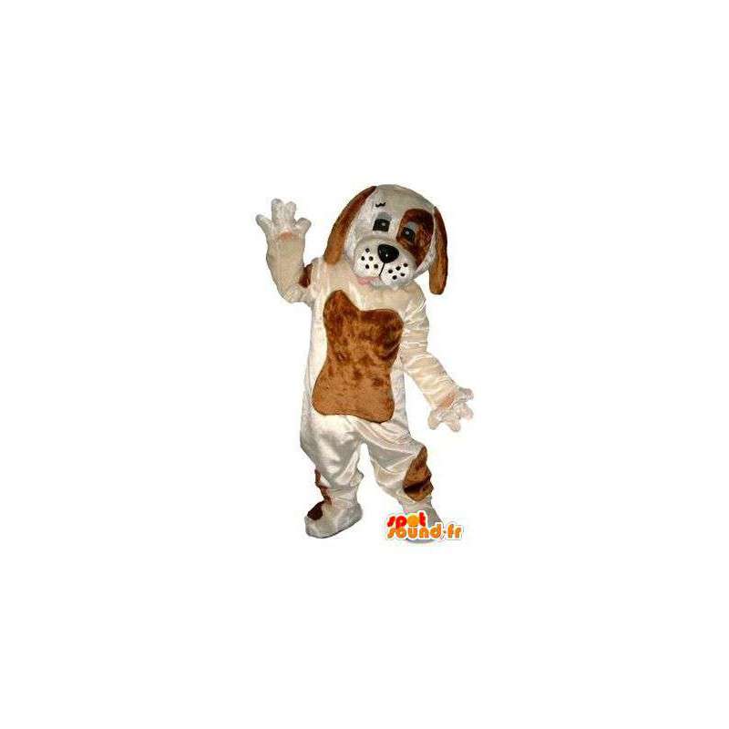 Witte en bruine hond mascotte. Dog Costume - MASFR004829 - Dog Mascottes