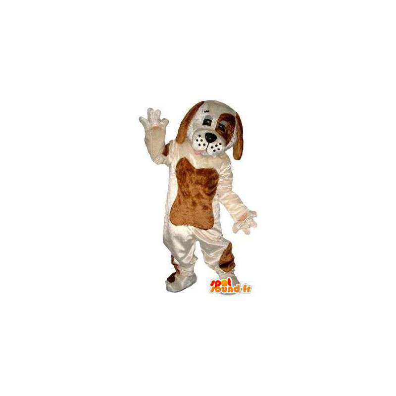 白と茶色の犬のマスコット。犬のコスチューム-MASFR004829-犬のマスコット