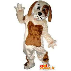 Dog mascot white and brown. Dog costume - MASFR004829 - Dog mascots