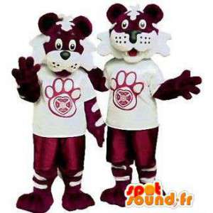 Roxo e branco mascotes tigre. Pack of 2 - MASFR004850 - Tiger Mascotes