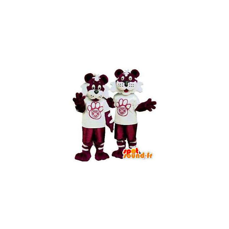 Mascottes de tigre mauve et blanc. Pack de 2 - MASFR004850 - Mascottes Tigre