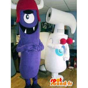 Mascots aliens purple and white. Pack of 2 - MASFR004851 - Missing animal mascots