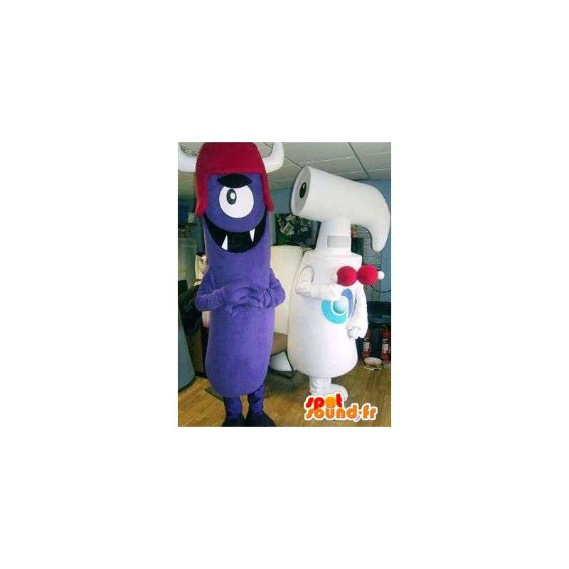 Mascots aliens purple and white. Pack of 2 - MASFR004851 - Missing animal mascots