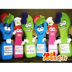 Mascots food, 2 blue, 2 pink, 2 green. Pack of 6 - MASFR004852 - Fast food mascots
