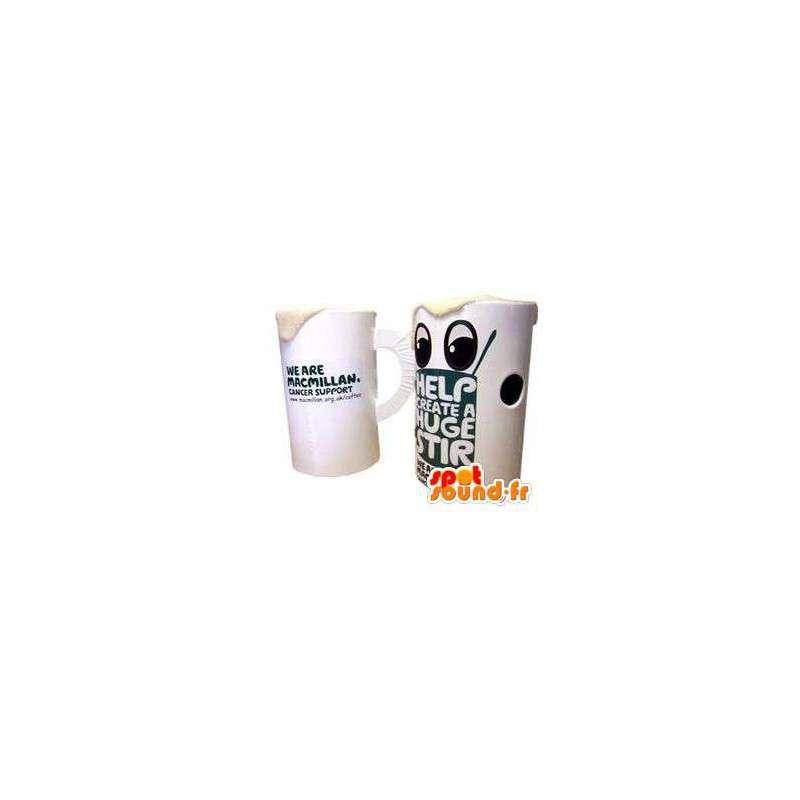Mascotte en forme de mug blanc. Costume de tasse blanche - MASFR004853 - Mascottes d'objets