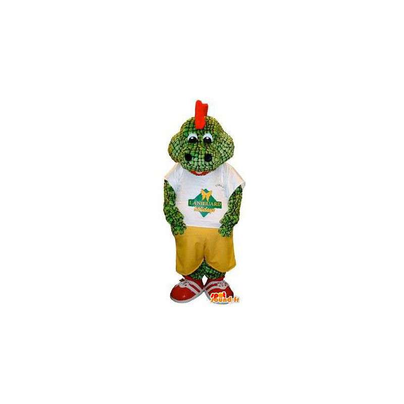 イグアナのマスコット、赤い紋章のある緑のトカゲ-MASFR004868-ヘビのマスコット