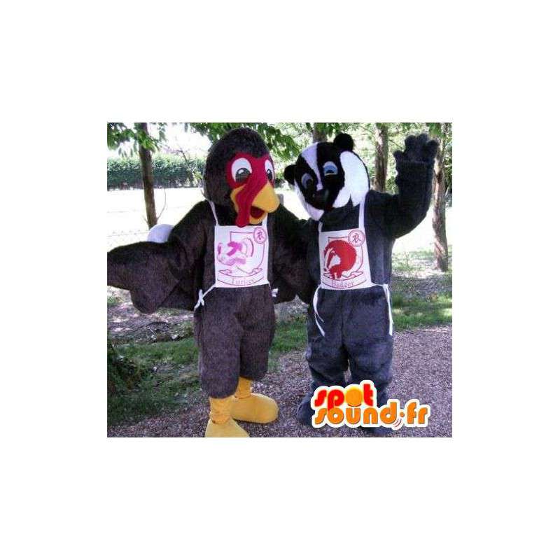 黒と白の七面鳥とアライグマのマスコット。 2パック-MASFR004876-アライグマのマスコット