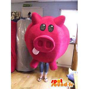 Pink pig mascot all round. Costume pig piggy bank - MASFR004881 - Mascots pig