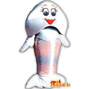 Branco peixes mascote tamanho gigante. Costume peixe - MASFR004883 - mascotes peixe