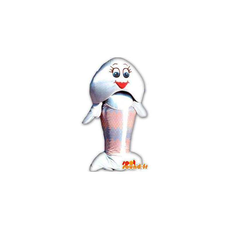 Mascotte de poisson blanc de taille géante. Costume de poisson - MASFR004883 - Mascottes Poisson