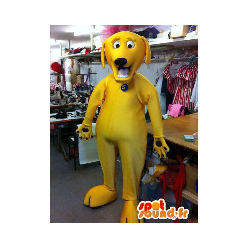 Mascotte de chien tout jaune. Costume de chien jaune - MASFR004888 - Mascottes de chien