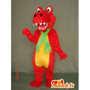Mascota dragón / dinosaurio rojo y amarillo - MASFR004894 - Mascota del dragón