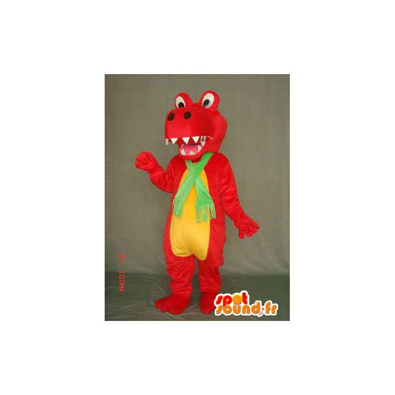 Drachen-Maskottchen / rote und gelbe Dinosaurier - MASFR004894 - Dragon-Maskottchen